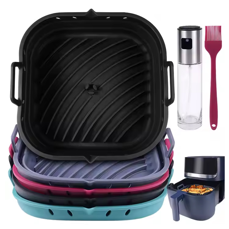 Collapsible Square Reusable Air Fryer Silicone Baking Pan